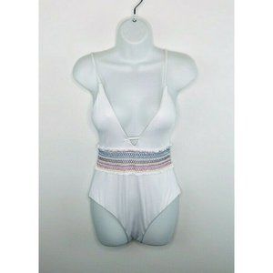Bar III Smocked Plunging One-Piece Swimsuit